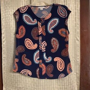 Blue and orange paisley tank